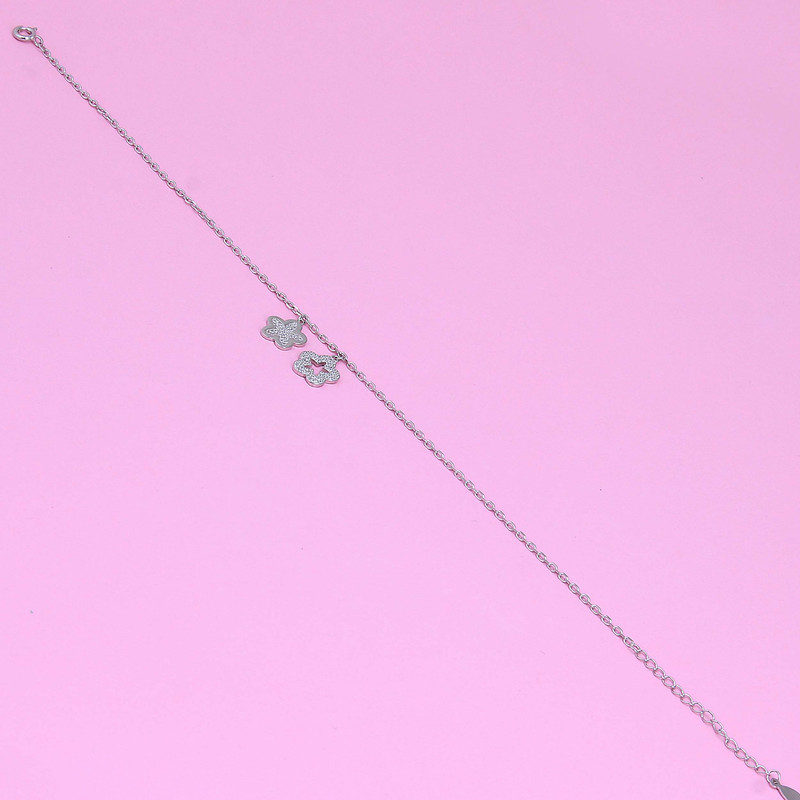 پابند نقره زنانه بازرگانی میلادی مدل گل رادیوم  کد DP_589