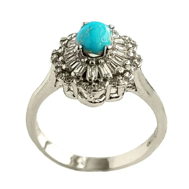 انگشتر نقره زنانه مدل فیروزه نیشابور FW3083