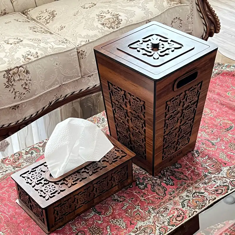 ست سطل و جای دستمال اف جی کات طرح گل