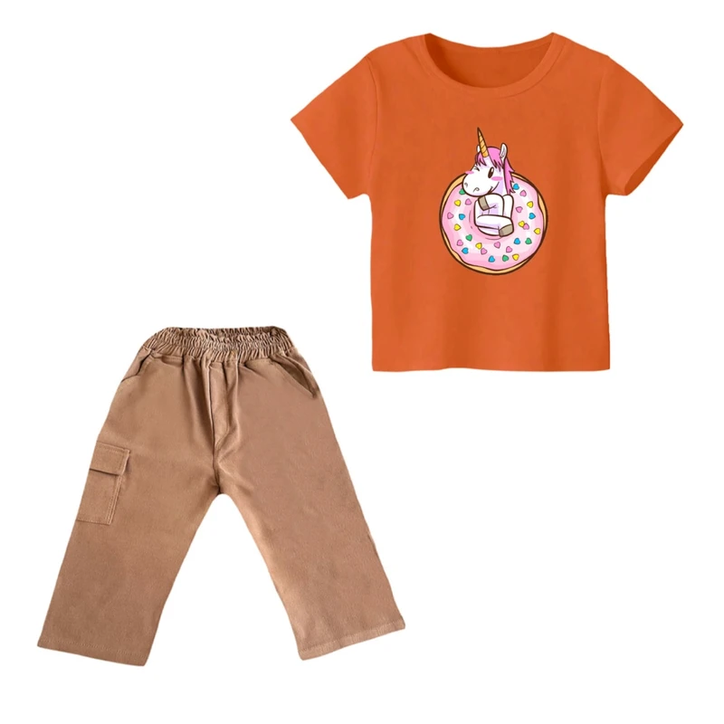 ست تی شرت و شلوارک دخترانه مدل یونیکورن کد ۳۳