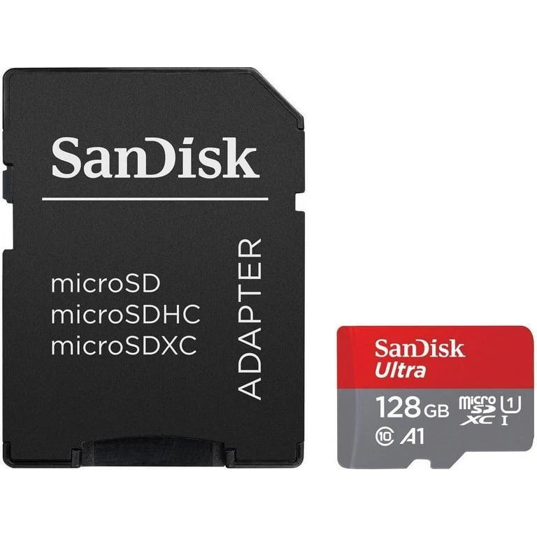 عکس شماره 2 : کارت حافظه microsdxc سن دیسک مدل ultra a1 کلاس 10 استاندارد uhs-i سرعت 100mbps ظرفیت 128 گیگابایت به همراه آداپتور sd