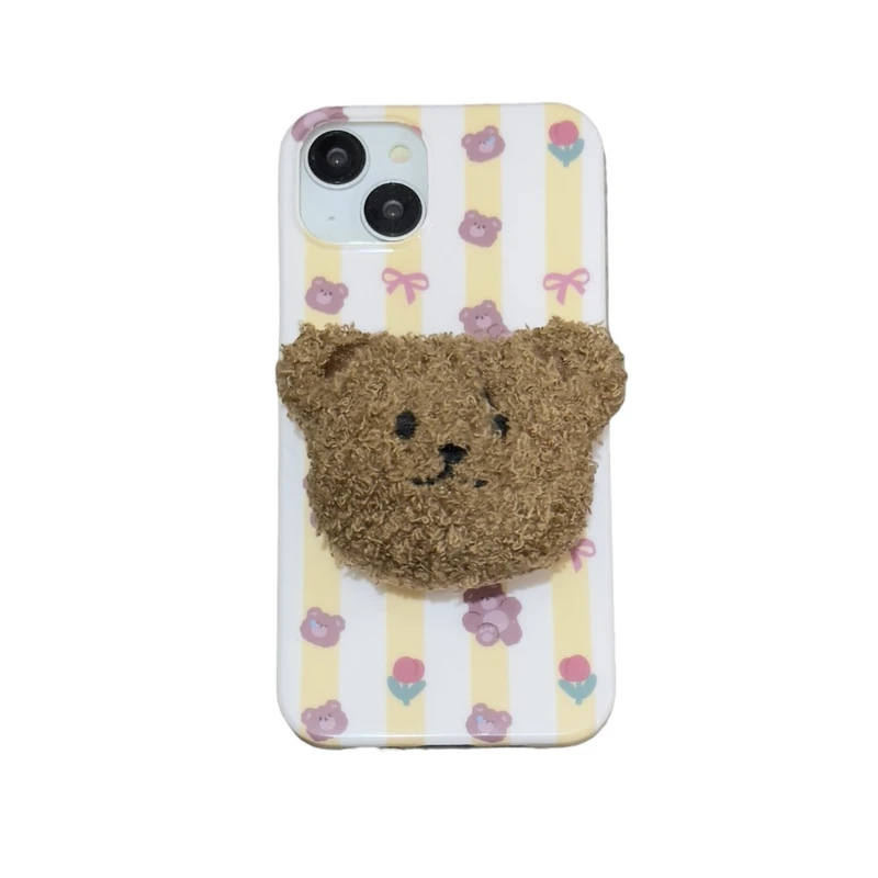کاور مدل خرسی کد 1121 مناسب برای گوشی موبایل اپل iphone  11 promax به همراه پاپ سوکت