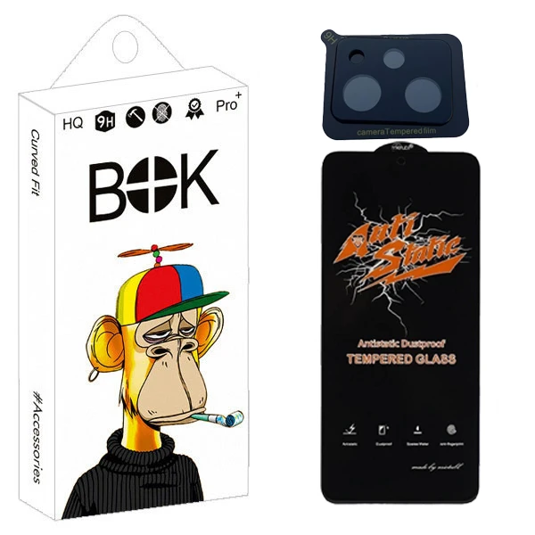 محافظ صفحه نمایش بوک مدل Antistatic Pro مناسب برای گوشی موبایل شیائومی poco x5 pro به همراه محافظ لنز دوربین 0013D