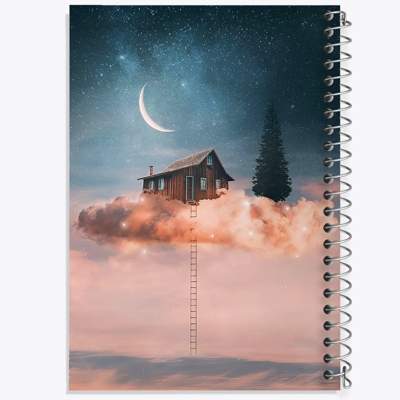 دفتر ژورنال نویسی 50 برگ خندالو مدل نقطه ای طرح کلبه جادویی کد F6436