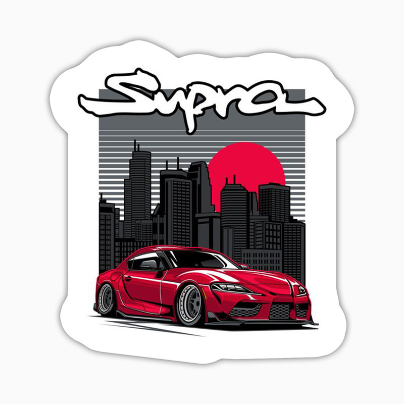استیکر لپ تاپ و موبایل بووم طرح ماشین مدل Red Supra کد LA37