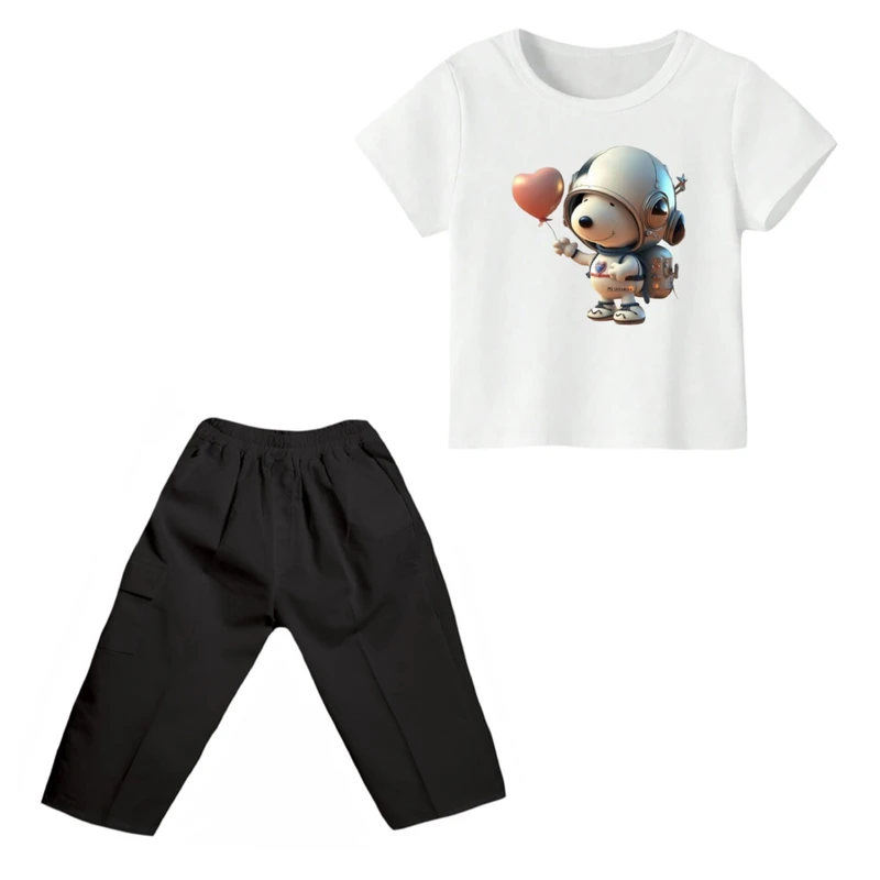 ست تی شرت و شلوارک پسرانه مدل اسنوپی کد ۳۸