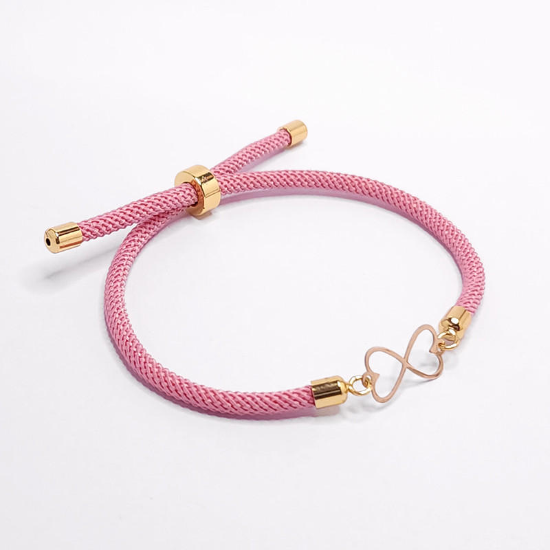 دستبند طلا 18 عیار زنانه وی وی گلد گالری مدل قلب بینهایت pink03F15