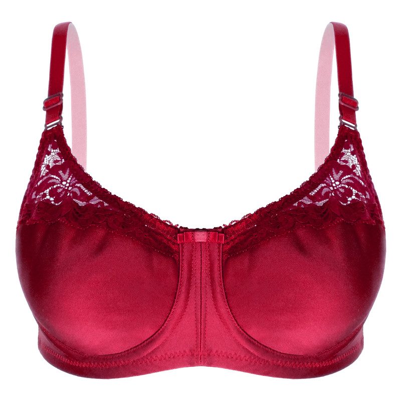 سوتین زنانه مدل پرلون کد 01-303 رنگ زرشکی