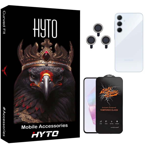 محافظ صفحه نمایش هیتو مدل Antistatic Guard مناسب برای گوشی موبایل سامسونگ Galaxy A35 به همراه محافظ لنز