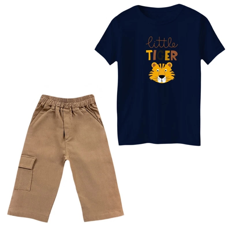 ست تی‌شرت و شلوارک پسرانه مدل ببر کوچک