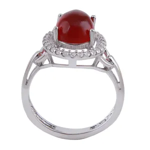 انگشتر نقره زنانه بازرگانی میلادی مدل عقیق آبکاری رادیوم قالب جواهری کد AWR_1461