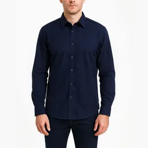 پیراهن آستین بلند یقه برگردان مردانه مدل پنبه ساده