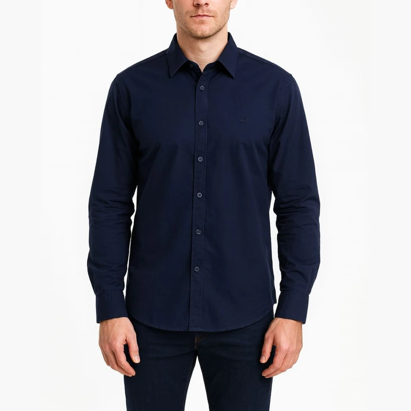 پیراهن آستین بلند یقه برگردان مردانه مدل پنبه ساده