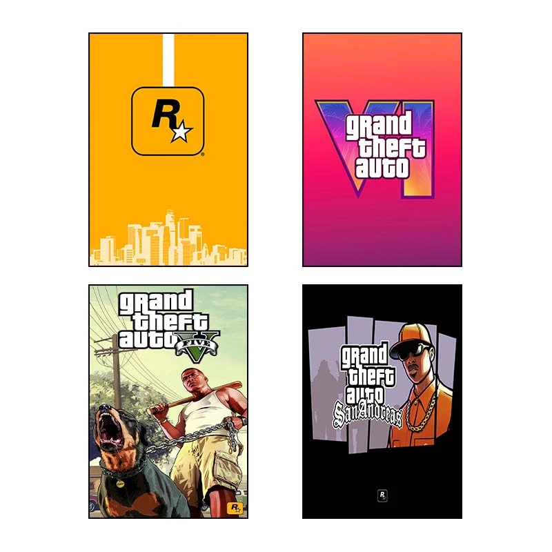 تابلو شاسي کارنيکا طرح جی تی ای Grand Theft Auto کد 48329 مجموعه 4 عددی