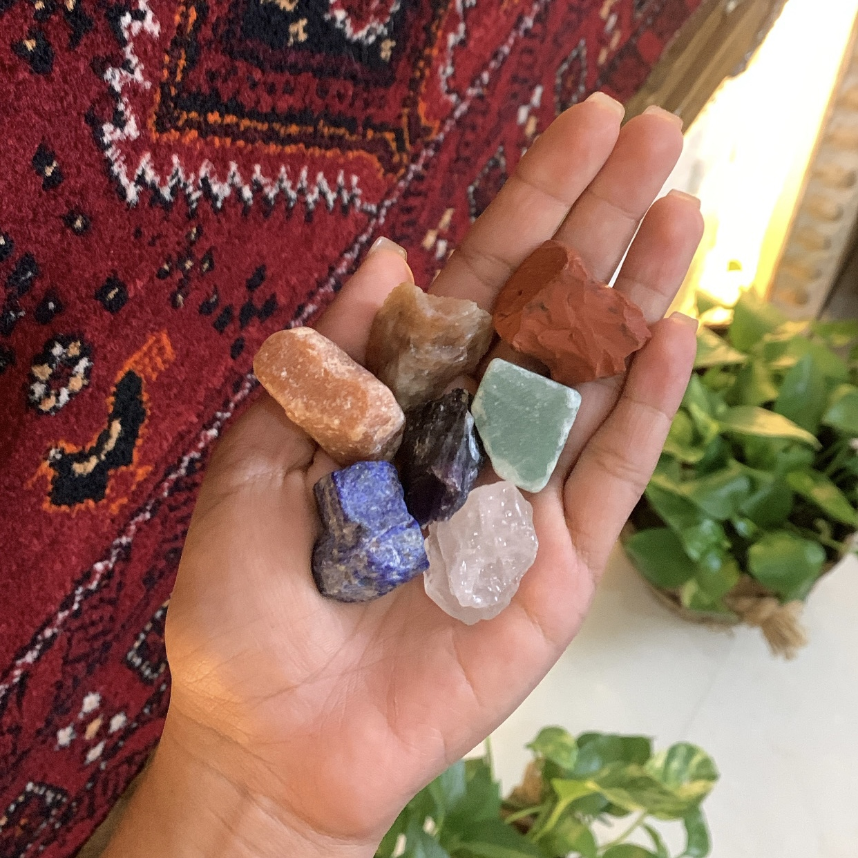 سنگ راف مدل هفت چاکرا بسته هفت عددی