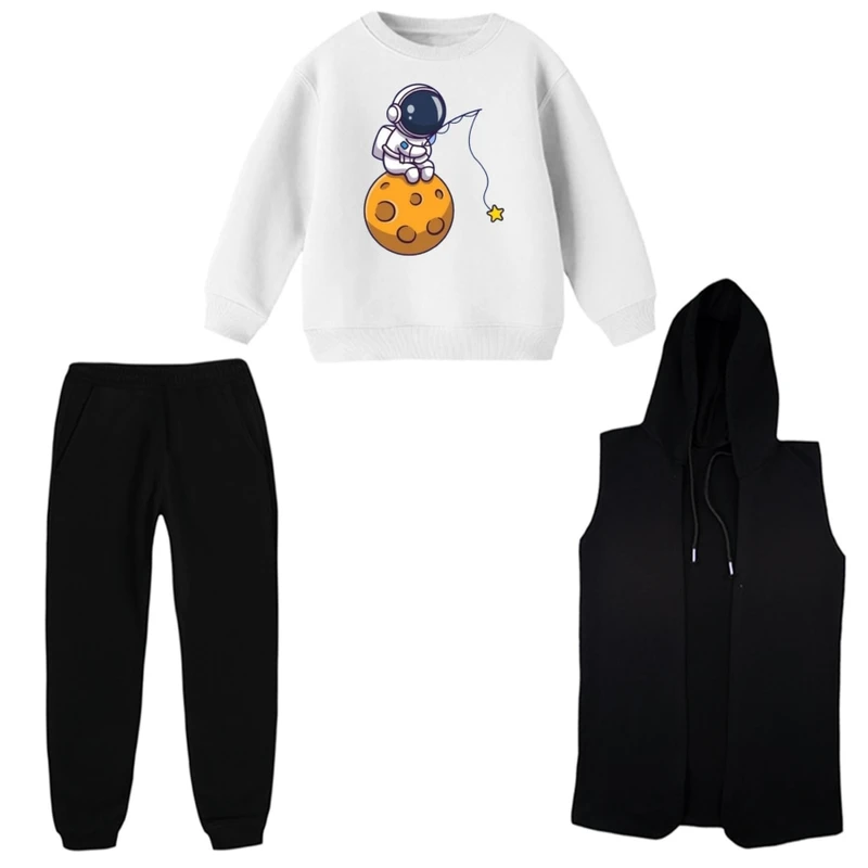 ست 3 تکه لباس راحتی بچگانه مدل فضانورد و ماه کد 3