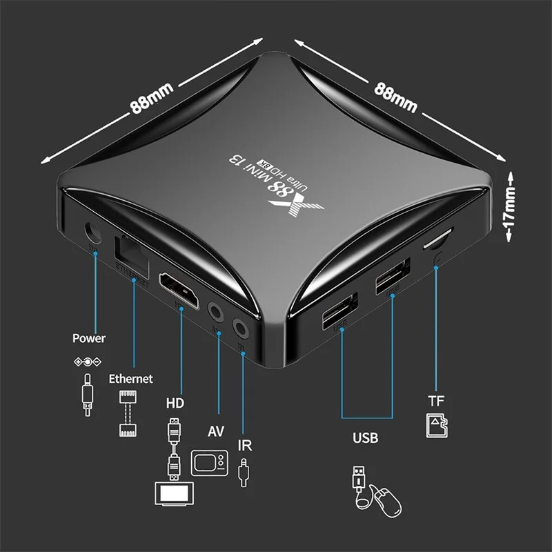 اندروید باکس ایکس 88 مدل 64/4GB Mini13 Ultra 8K
