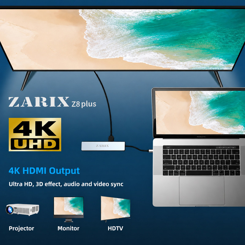 هاب ۸ پورت USB-C زاریکس مدل Z8 Plus 