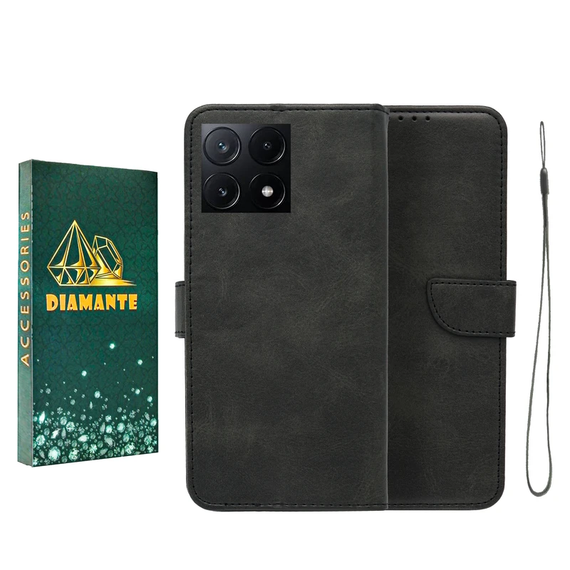 کیف کلاسوری دیامانته مدل Bandaviz Gn مناسب برای گوشی موبایل شیائومی Poco X6 Pro  به همراه بند آویز