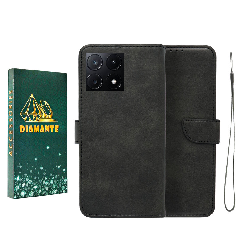 کیف کلاسوری دیامانته مدل Bandaviz Gn مناسب برای گوشی موبایل شیائومی Poco X6 Pro  به همراه بند آویز