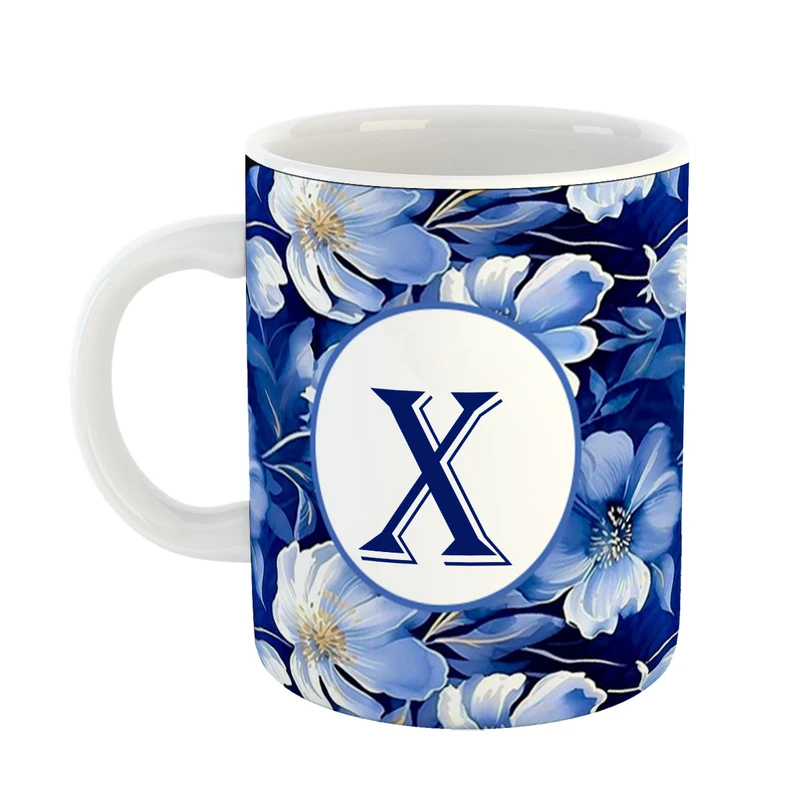 ماگ پادآفرین مدل گل طرح حرف X کد 26