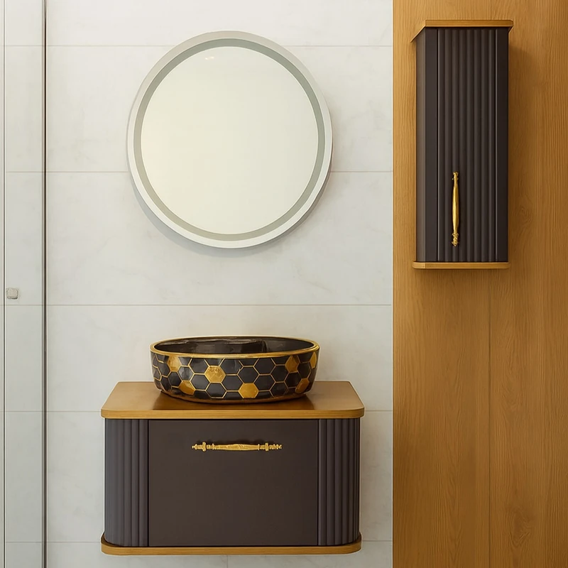 ست کابینت و روشویی دیواری مدل فلوتور به همراه آینه