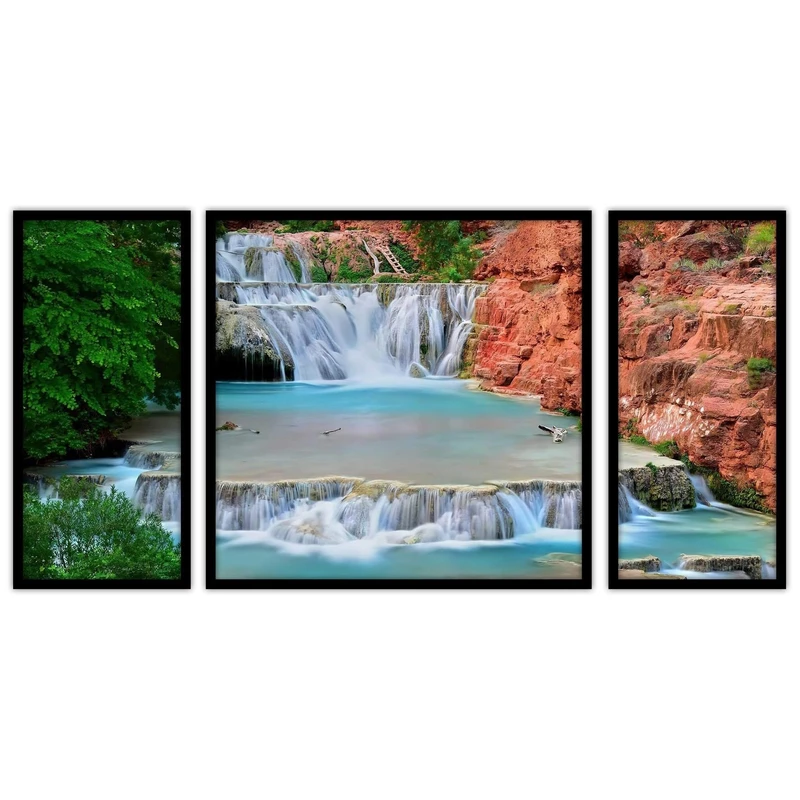 تابلو بکلیت طرح رود و منظره طبیعت مدل B-bu3453مجموعه 3 عددی