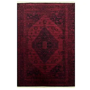 فرش ماشینی 500 شانه فرش رادین زمینه قرمز حاشیه قرمز مدل v6060