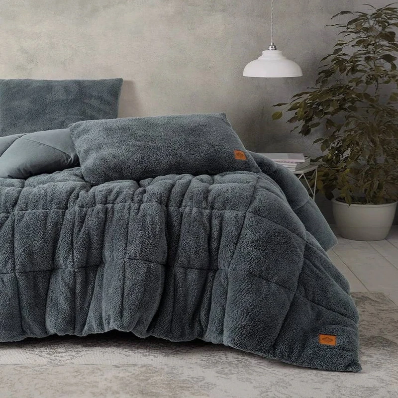 سرویس خواب دو نفره 3 تکه کاتن باکس مدل Yastikli Yorgan Pelus Gri C.K