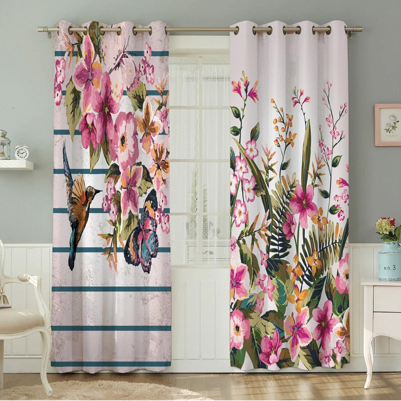 پرده نیروانا طرح گل  مدل هازان کد 4198 سایز 140×280 سانتی متر