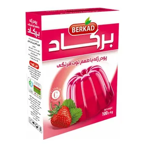 پودر ژله برکاد با طعم توت فرنگی - 100 گرم