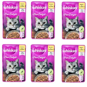 پوچ گربه بالغ ویسکاس مدل Pure Delight با طعم مرغ وزن 85 گرم بسته 6 عددی