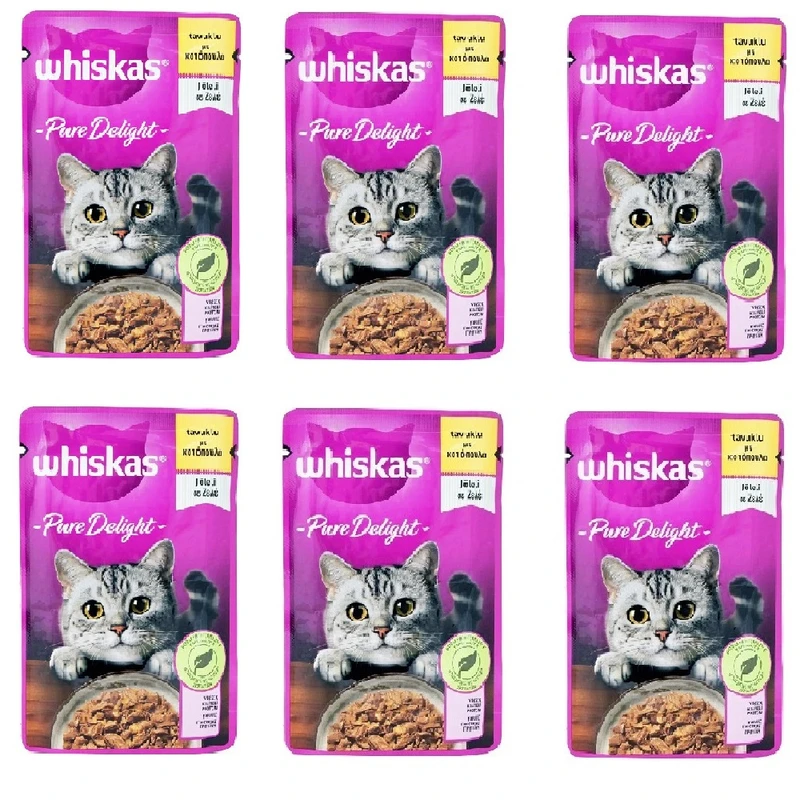 پوچ گربه بالغ ویسکاس مدل Pure Delight با طعم مرغ وزن 85 گرم بسته 6 عددی