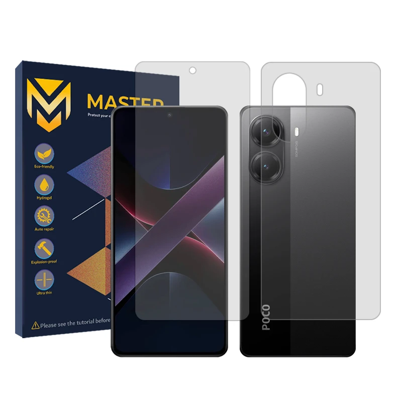 محافظ صفحه نمایش شفاف مستر مدل Resistant‌ مناسب برای گوشی موبایل شیائومی Poco X7 Pro  به همراه محافظ پشت گوشی