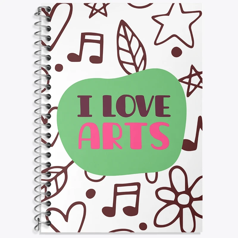 دفتر زبان 50 برگ خندالو مدل دو خط طرح I Love Arts کد N291