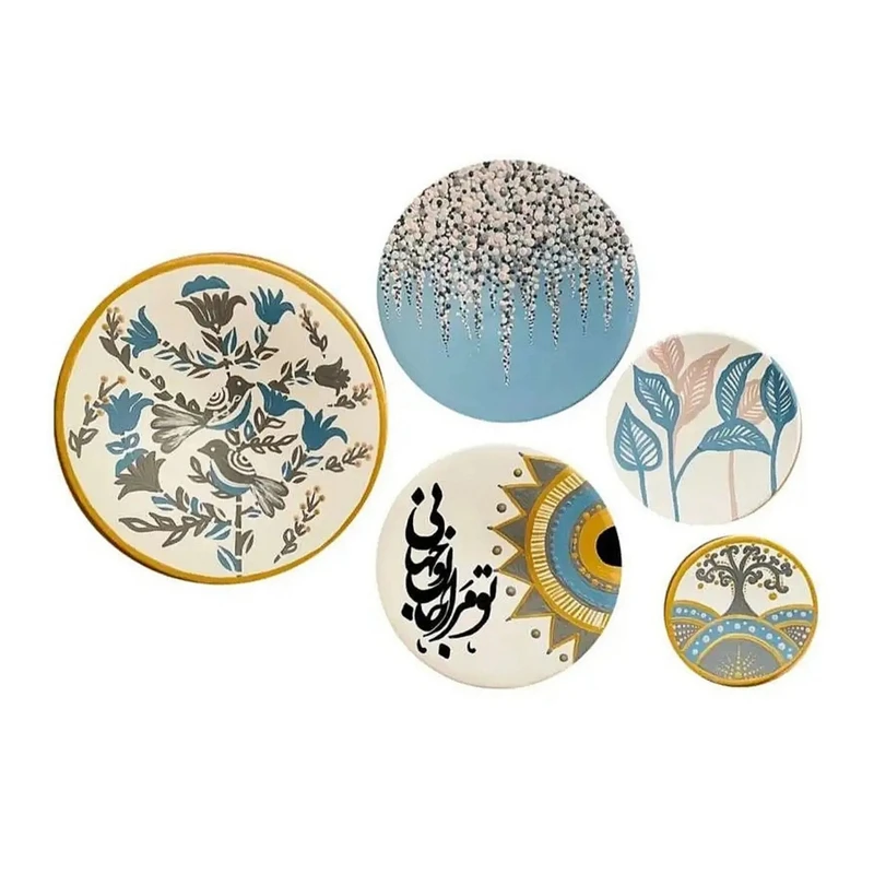 بشقاب دیوارکوب سفالی کد A133 مجموعه 5 عددی 