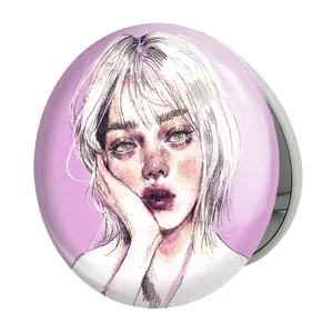 آینه جیبی خندالو طرح دخترونه مدل تاشو کد 6076 