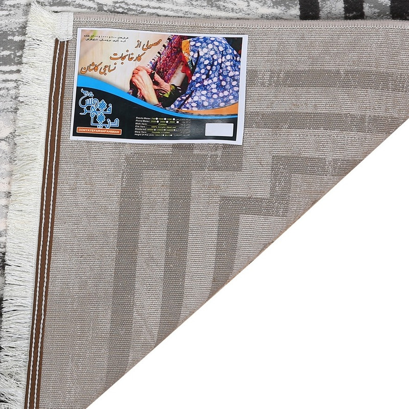 فرش ماشینی 440 شانه دنیای فرش زمینه و حاشیه سیلور مدل فانتزی کد 557