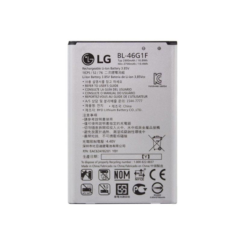 باتری موبایل مدل BL-46G1F ظرفیت 2800میلی آمپر ساعت مناسب برای گوشی موبایل ال جی K10 2017