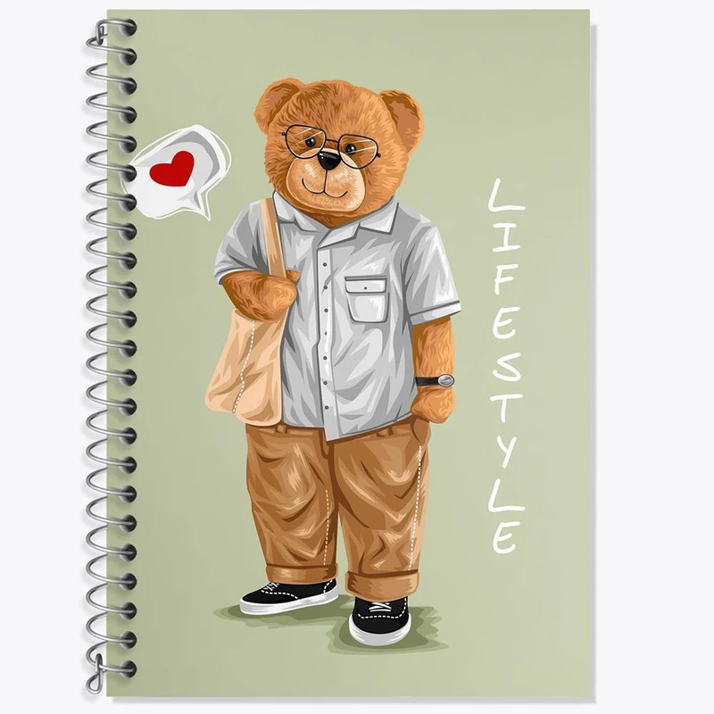 دفتر زبان 50 برگ خندالو مدل دو خط طرح تدی Teddy کد 26153