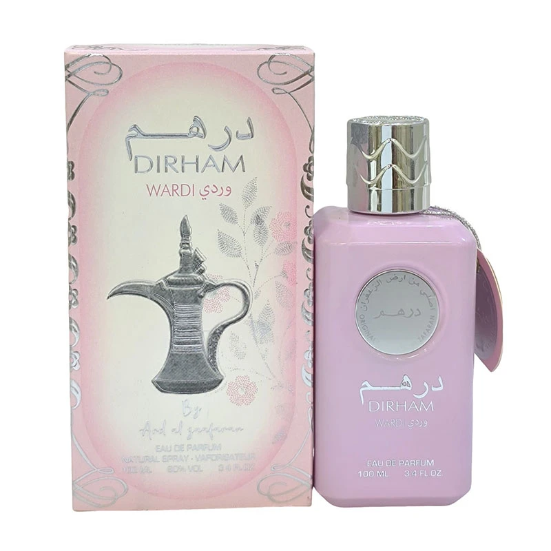 ادوپرفیوم زنانه ارض الزعفران للتجاره مدل درهم وردی با رایحه خنک حجم 100 میلی‌لیتر