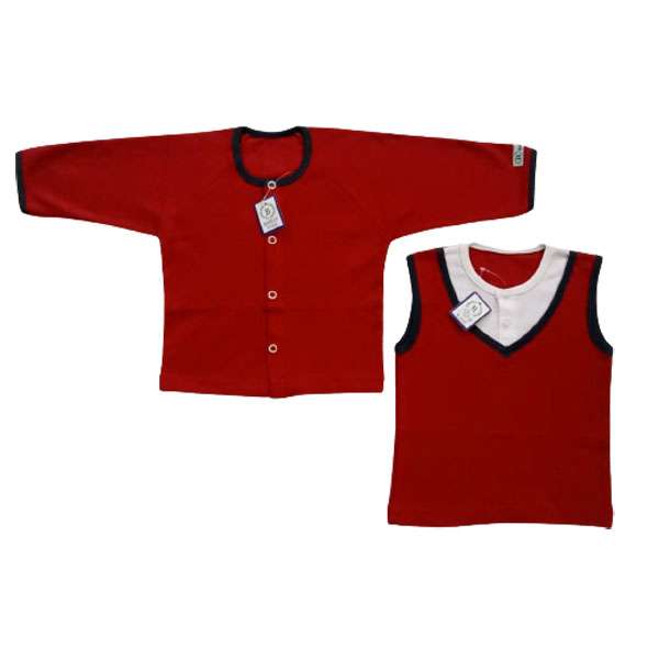 ست تاپ و شومیز نوزادی برگ سبز مدل  یقه هفت