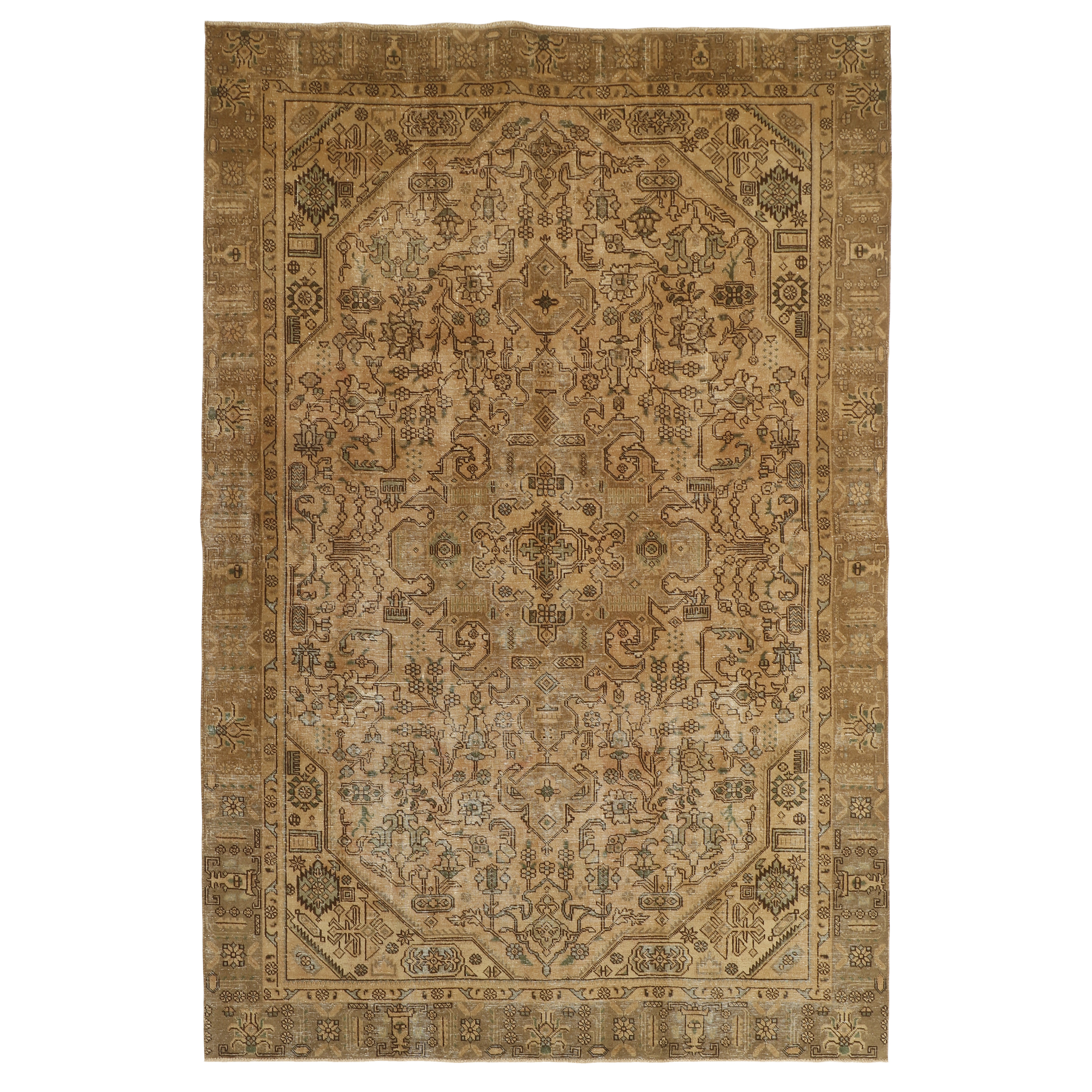 فرش دستبافت رنگ شده پنج و نیم متری طرح وینتیج کد 538612