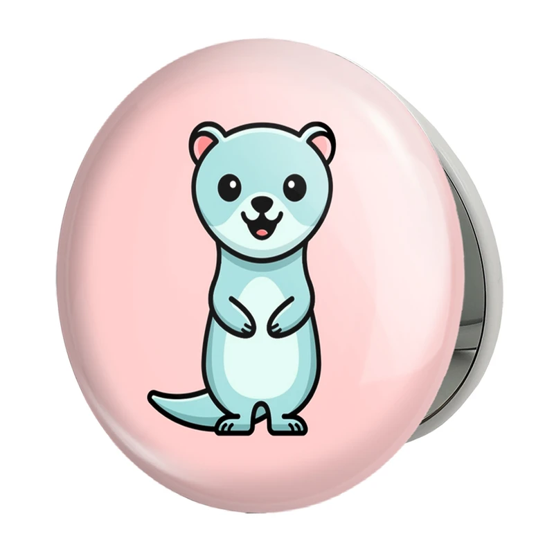 آینه جیبی خندالو طرح حیوانات بامزه قاقم مدل تاشو کد 28212 