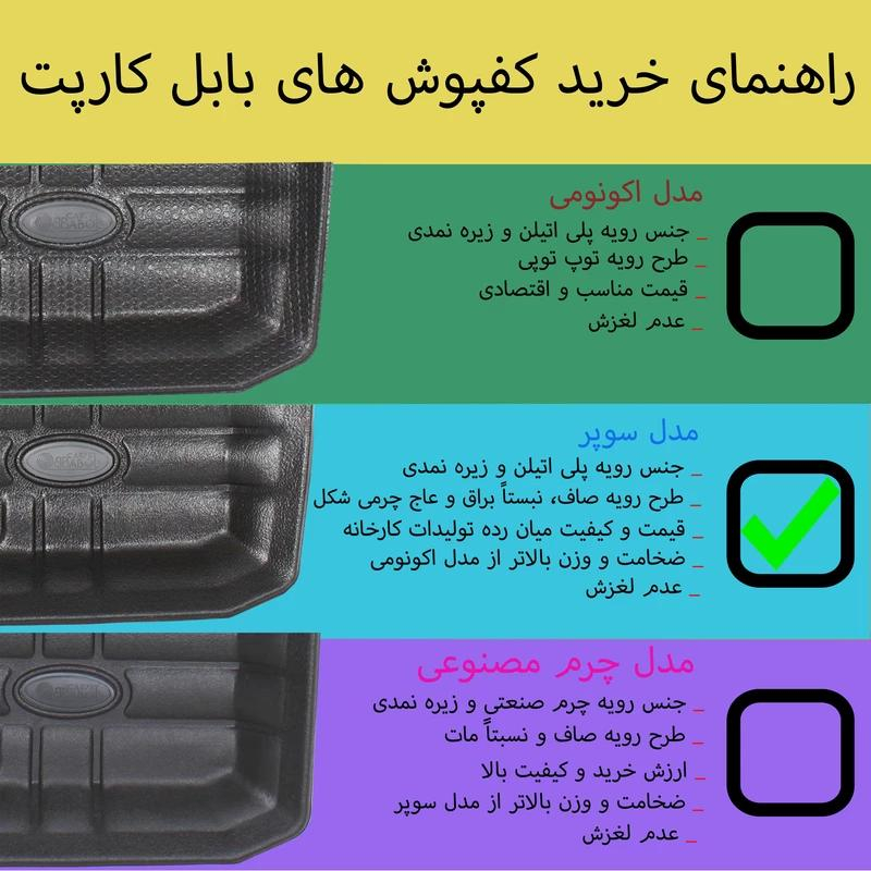 کفپوش سه بعدی خودرو بابل کارپت مدل سوپر مناسب برای رانا پلاس