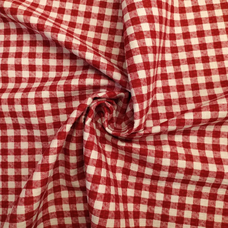 پارچه آشپزخانه عرض 1.4 متر 
صنایع نساجی گلچهر مدل چهارخانه رنگ قرمز تیره