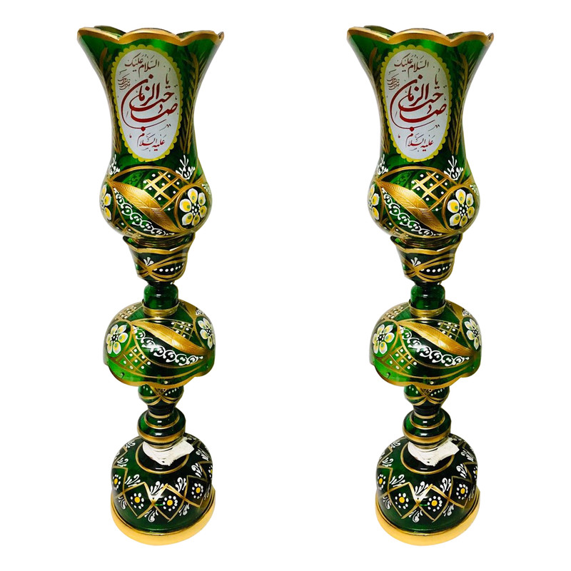 شمعدان مدل لاله مذهبی چراغ لاله هیئتی HZ150 بسته دو عددی