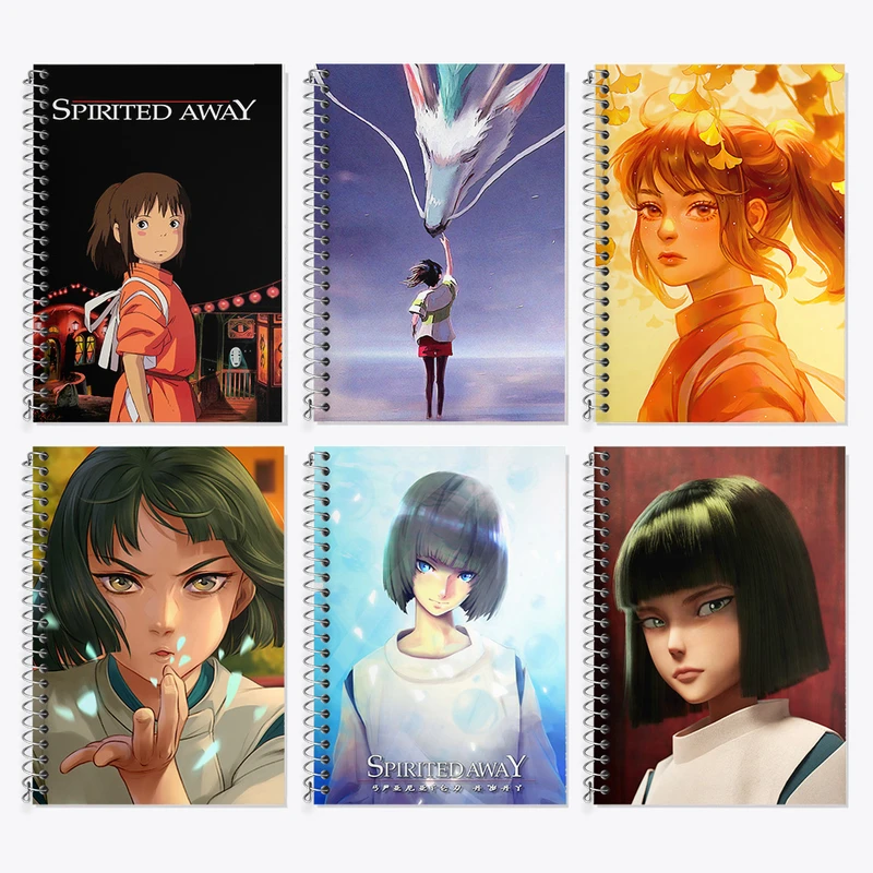 دفتر زبان 50 برگ خندالو مدل دو خط طرح انیمه شهر اشباح کد 617 مجموعه 6 عددی