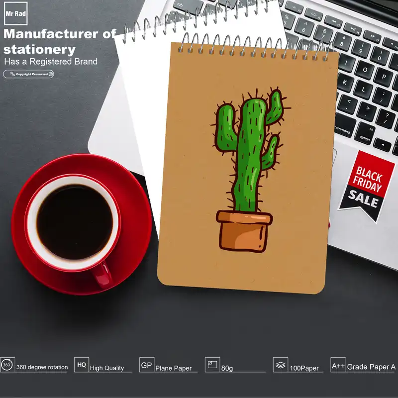 دفترچه یادداشت 100 برگ مستر راد طرح کاکتوس کد cactus 1705
