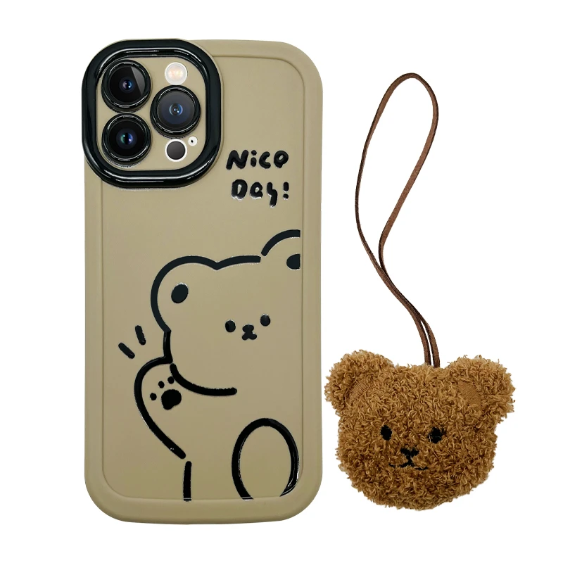 کاور مدل Teddy Bear مناسب برای گوشی موبایل اپل iPhone 13 Pro Max به همراه آویز